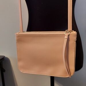 Express Mauve Pink Faux Leather Double Zip Crossbody Purse NWT